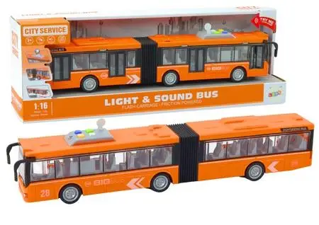 Autobus miejski 1:16 napęd światła dźwięki pomarań - Leantoys