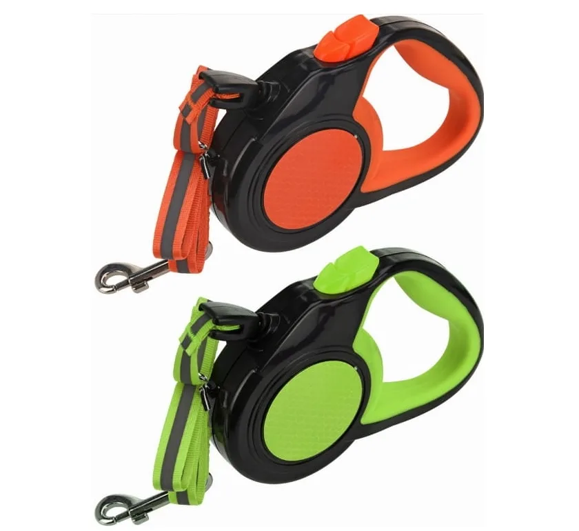 NUXIE® Smycz dla psa automatyczna linka odblaskowa 3m 15kg pomarańczowa