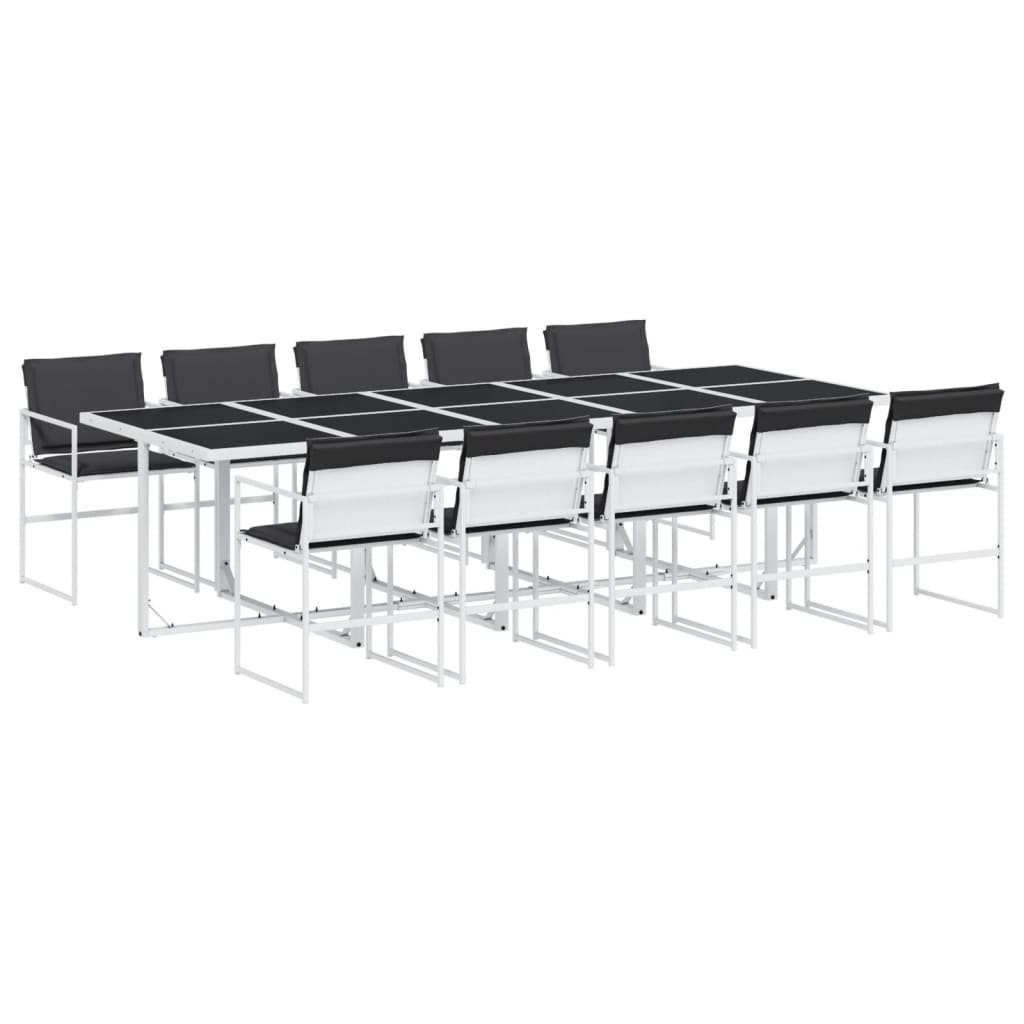 vidaXL 11-cz. zestaw mebli ogrodowych z poduszkami, biały, textilene