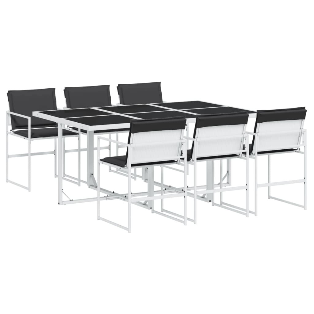 vidaXL 7-cz. zestaw mebli ogrodowych z poduszkami, biały, textilene