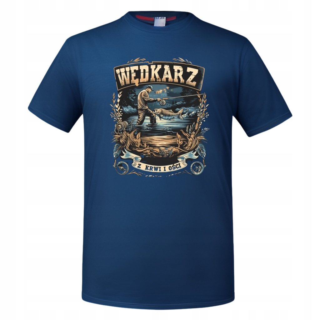 Koszulka męska Wędkarz z Krwi i Ości na ryby prezent dla Wędkarza T-shirt