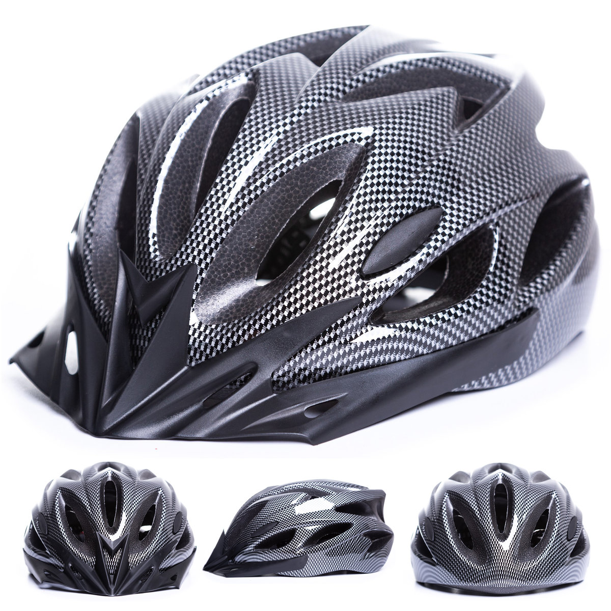 Kask rowerowy męski damski CARBON SZARY miejski regulowany M L 54-62 cm