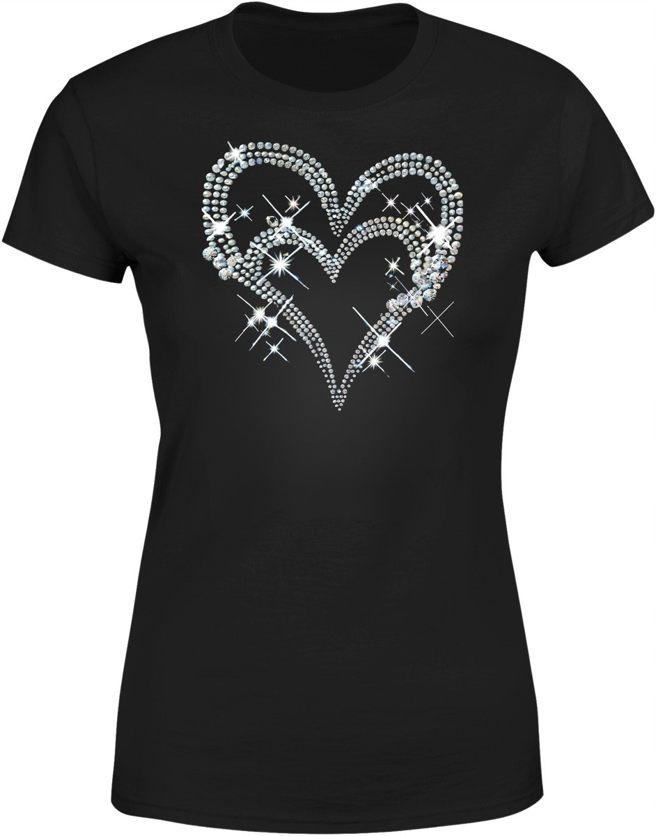 Koszulka damska z Kryształkowym Sercem Połyskująca i Stylowa T-shirt damski