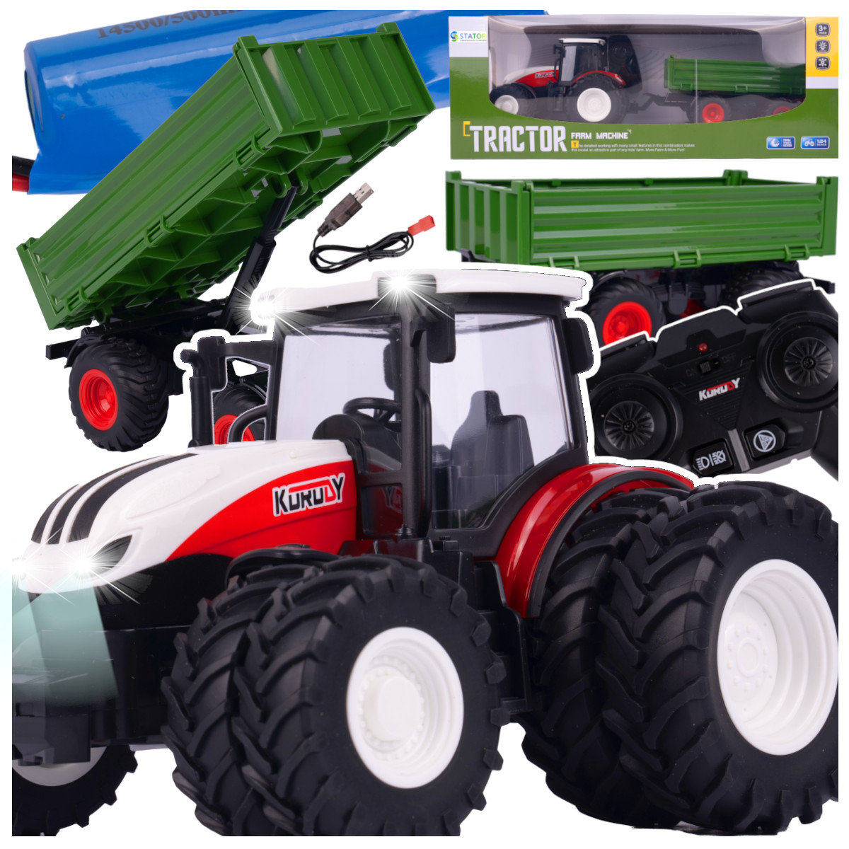 Zdalnie Sterowany Traktor Rolniczy z Przyczepą Kiper dla Dzieci Y320