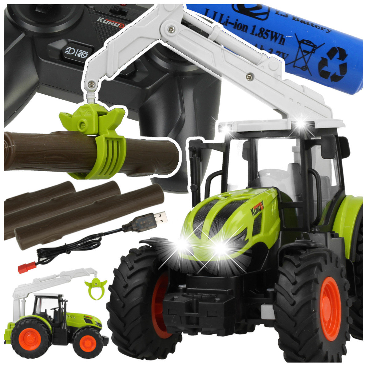 Zdalnie Sterowany Traktor Rolniczy RC z Chwytakiem do Drewna Z1011