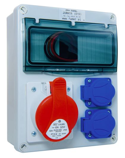 Famatel Rozdzielnica budowlana 32A/5P 16A/5P 4x2P+Z bez zabiezpieczeń RW3959 32/5 16/5 4GS IP44 3959.0014 5903148990071"P01