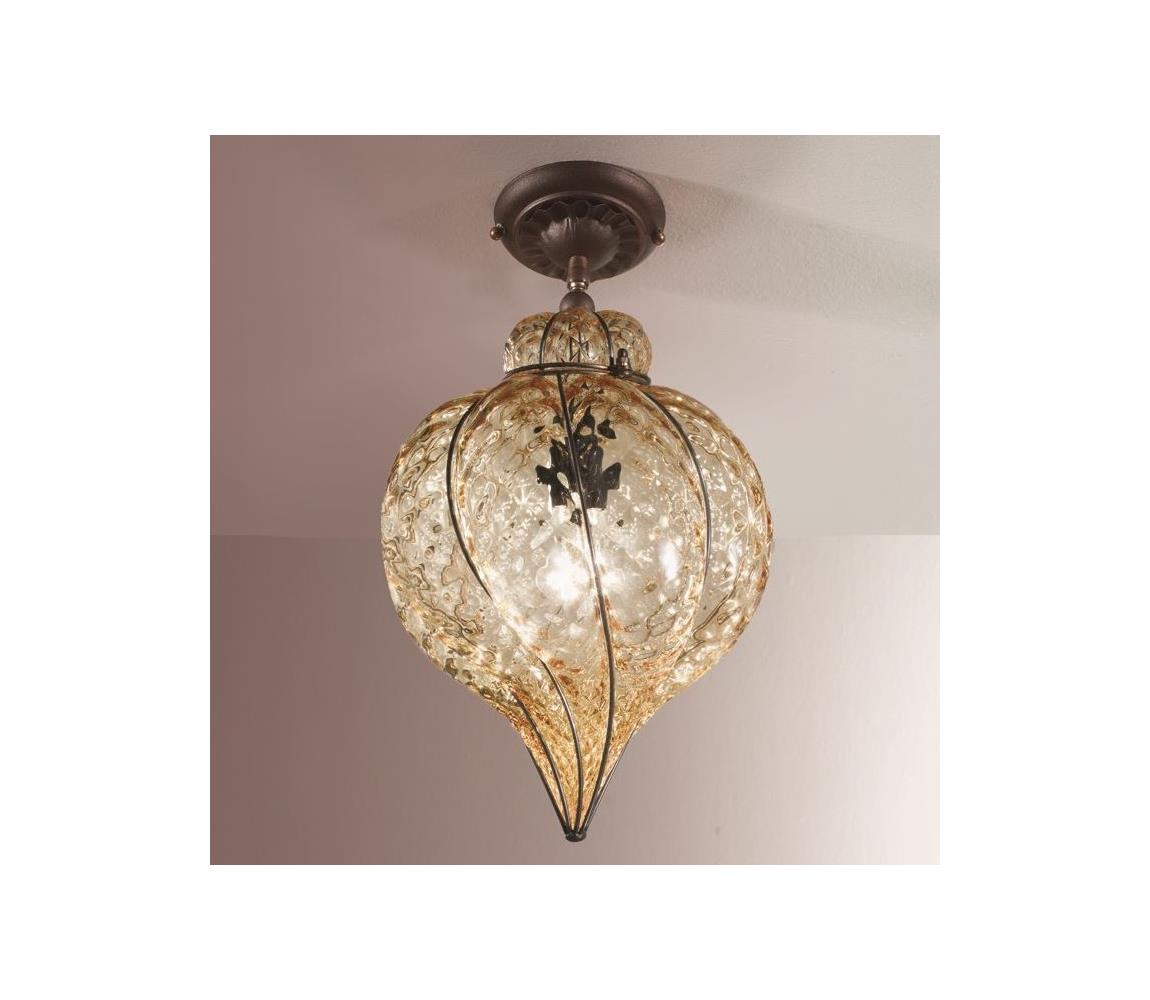 SIRU - Żyrandol natynkowy GOCCIA 1xE27/60W/230V pr.25 cm beżowy/brązowy szkło weneckie