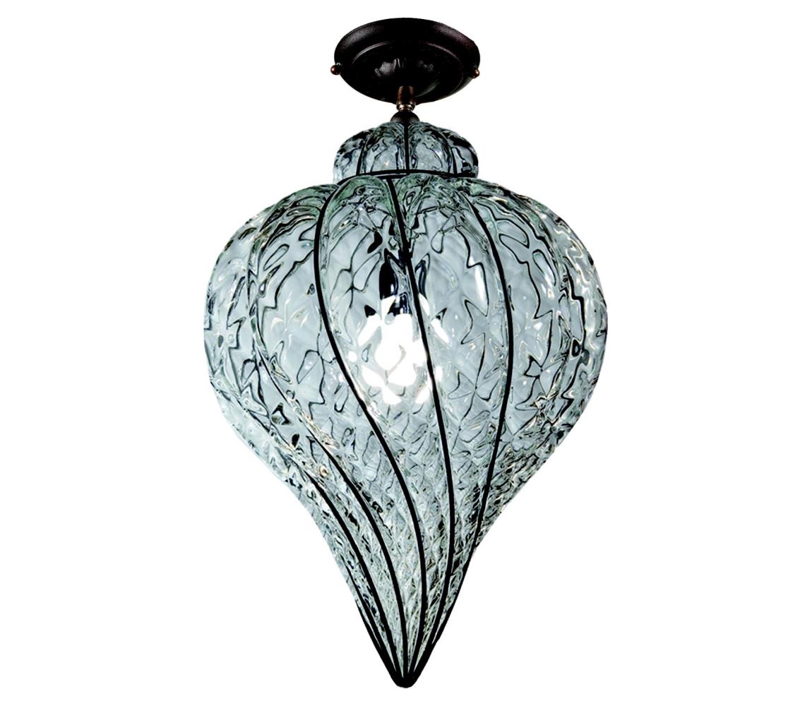 SIRU - Żyrandol natynkowy GOCCIA 1xE27/60W/230V śr. 25 cm przezroczysty/brązowy szkło weneckie