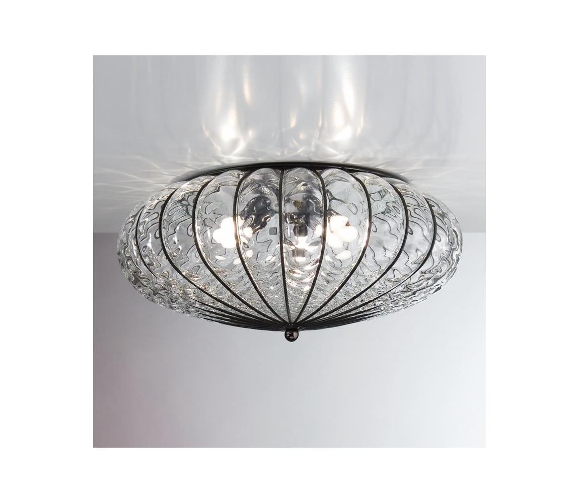 SIRU - Lampa sufitowa ACCADEMIA 3xE27/60W/230V przezroczysta/czarna szkło weneckie