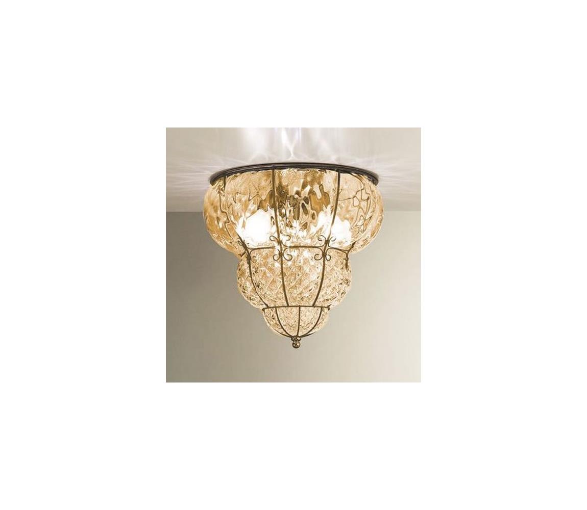 SIRU-Lampa sufitowa CLASSIC 3xE14/40W/230V pr.25 cm beżowa/czarna Szkło weneckie