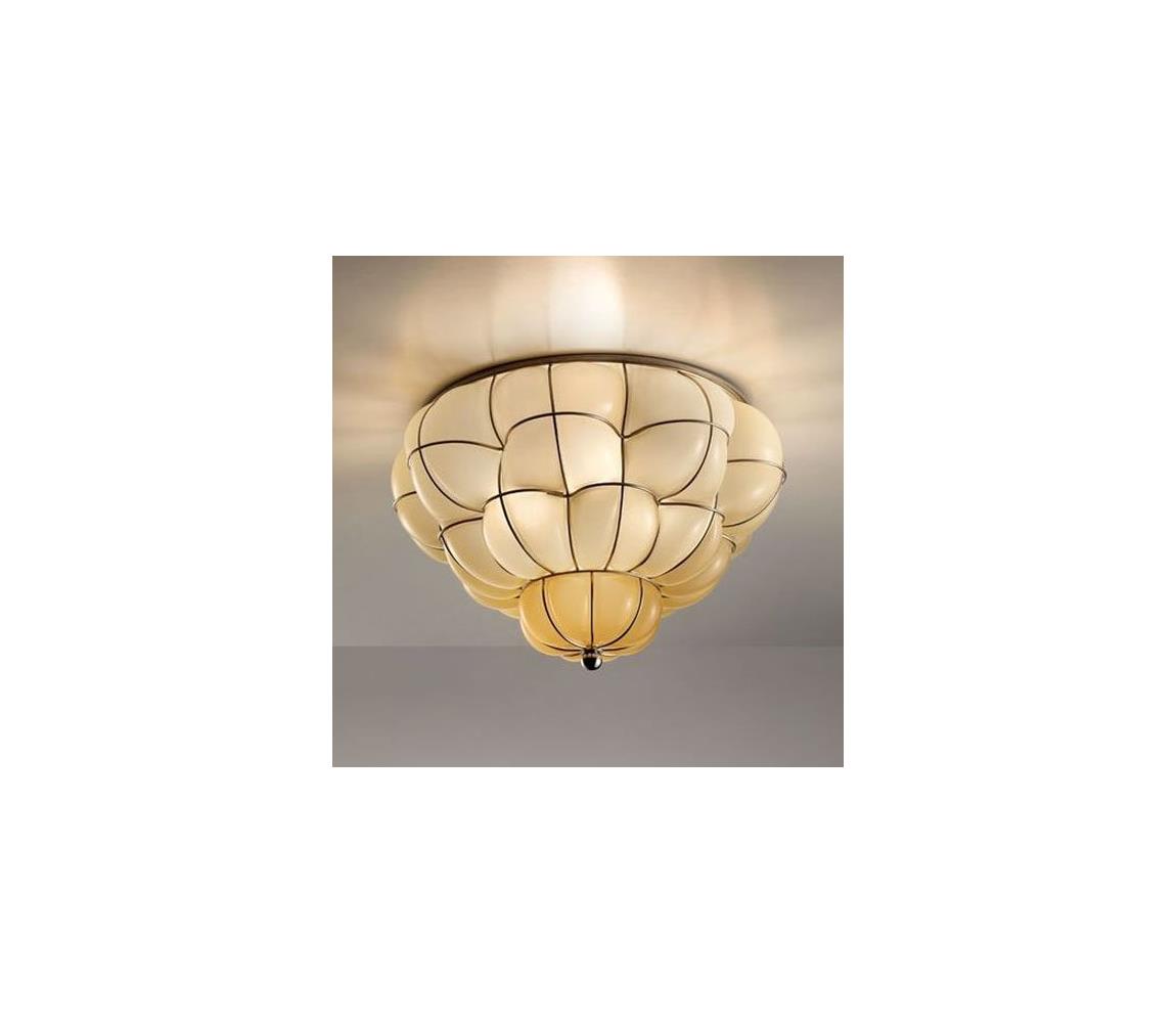 SIRU - Lampa sufitowa POUFF 3xE27/60W/230V chrom/beżowa szkło weneckie