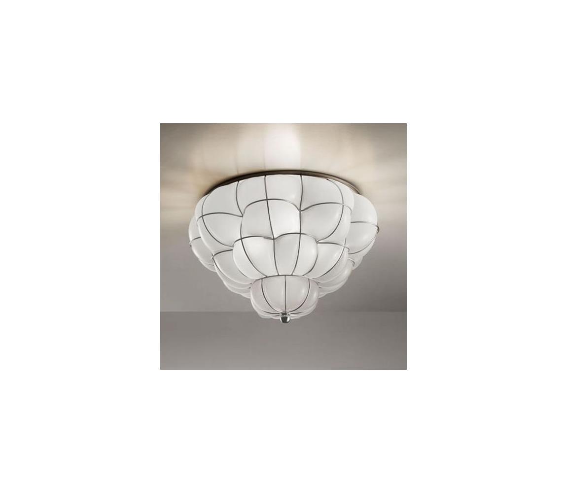 SIRU - Lampa sufitowa POUFF 3xE27/60W/230V chrom/biała szkło weneckie