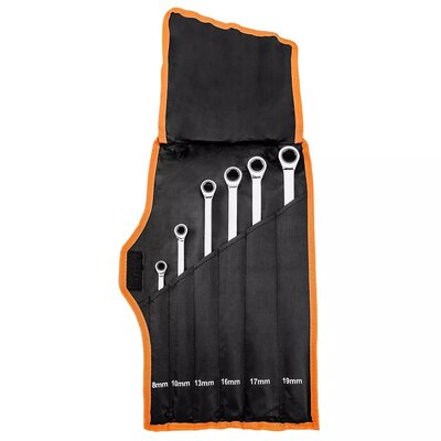 Klucze oczkowe z grzechotką, długie, zestaw 6 szt., 8 - 19 mm, miękkie etui NEO 09-370