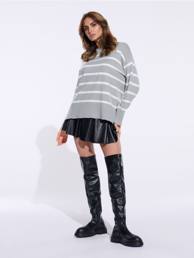 Sinsay - Sweter w paski - zielony