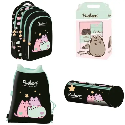 Plecak szkolny Pusheen + piórnik + worek +wyprawka St. Majewski 22 l