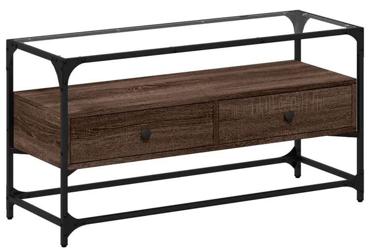 Szafka ze szklanym blatem pod telewizor brązowy S6-H93