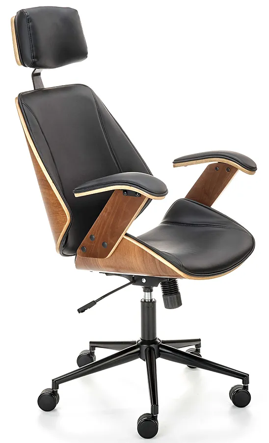 Elior Obrotowy fotel z systemem tilt orzech + czarny W5-S41