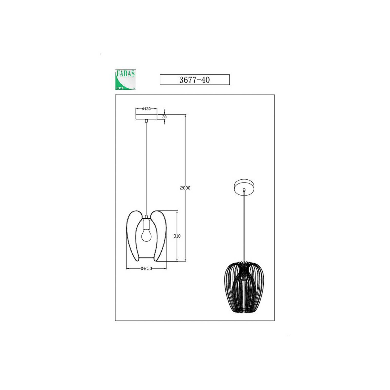 Fabas Luce Lampa wisząca Camp, Ø 25 cm, czarna, druciany kosz