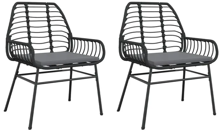 Czarne krzesła ogrodowe z poduszkami 2 szt. S1-P37
