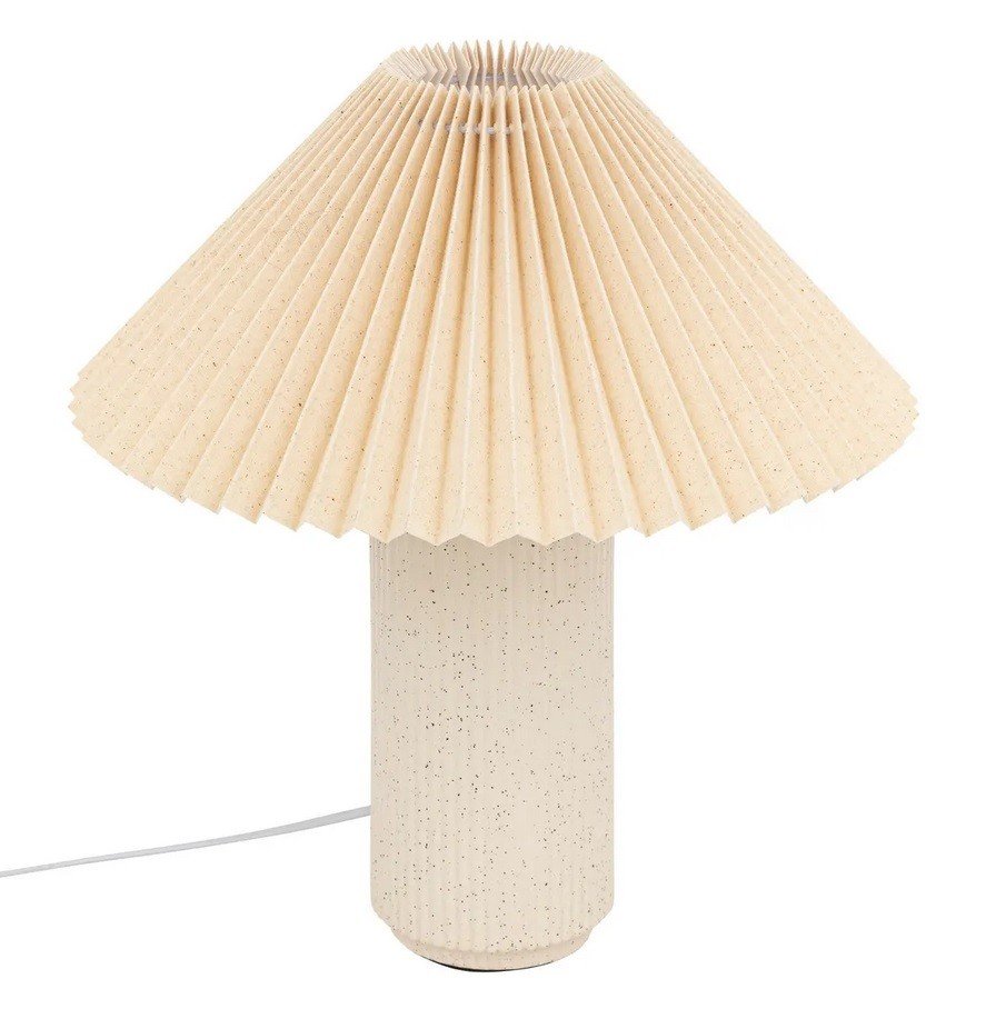Lampa stołowa porcelanowa beżowa 38 cm