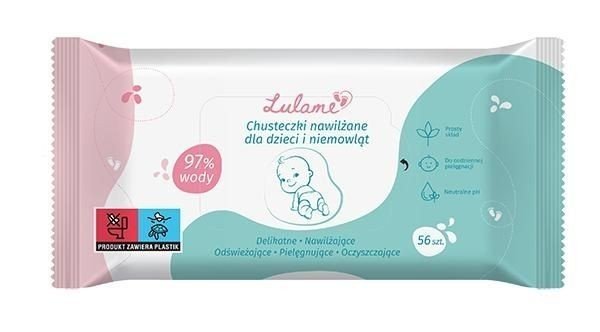 Chusteczki nawilżane dla dzieci i niemowląt Lulame, 56 sztuk