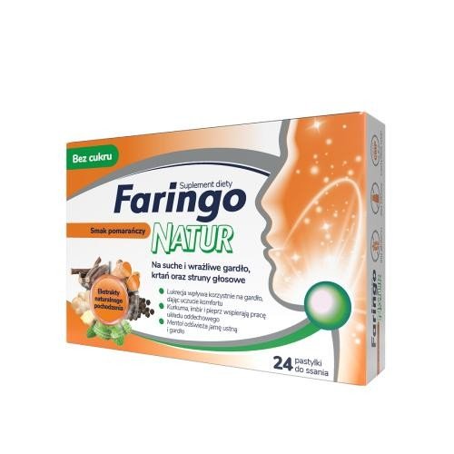 FaringoNatur smak pomarańcza, bez cukru , 24 pastylki