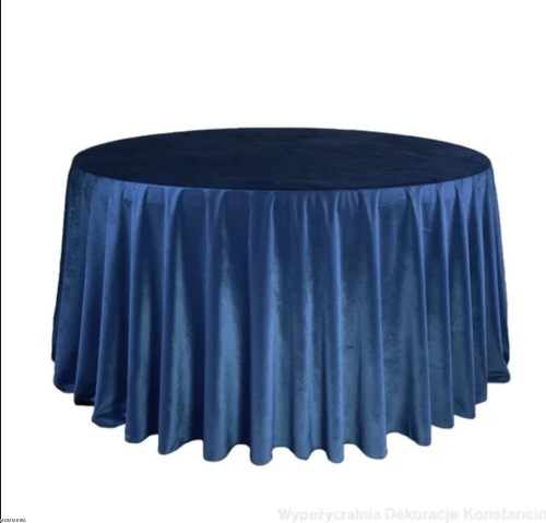 Obrus okrągły aksamit granatowy Velvet
