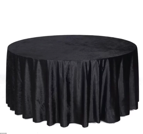 Obrus okrągły aksamit Czarny Velvet