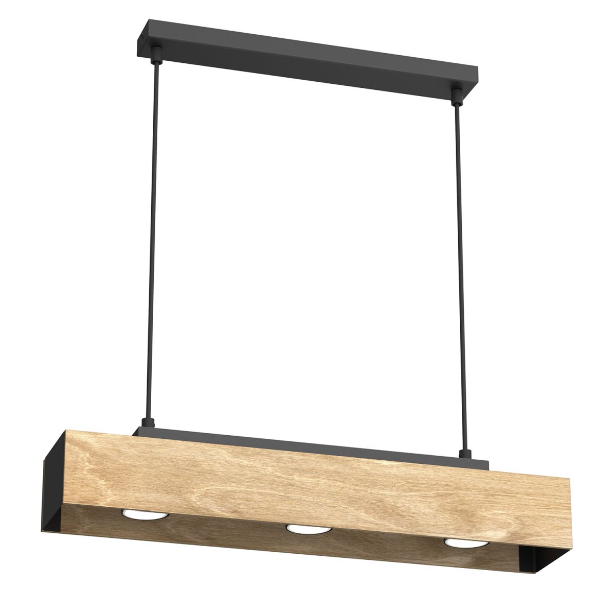 Prosta lampa wisząca z drewnianą skrzynką LX 1644 z serii MAISON