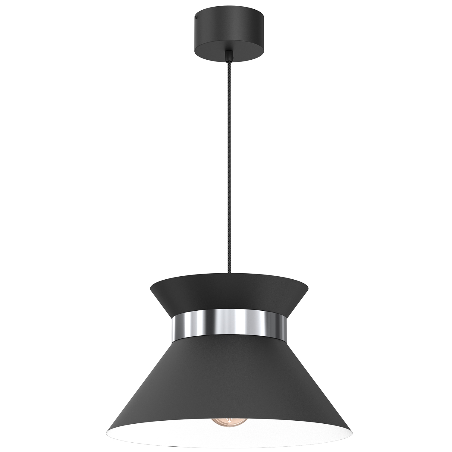 Dekoracyjna lampa wisząca ze srebrną obręczą LX 5335 z serii NORGE