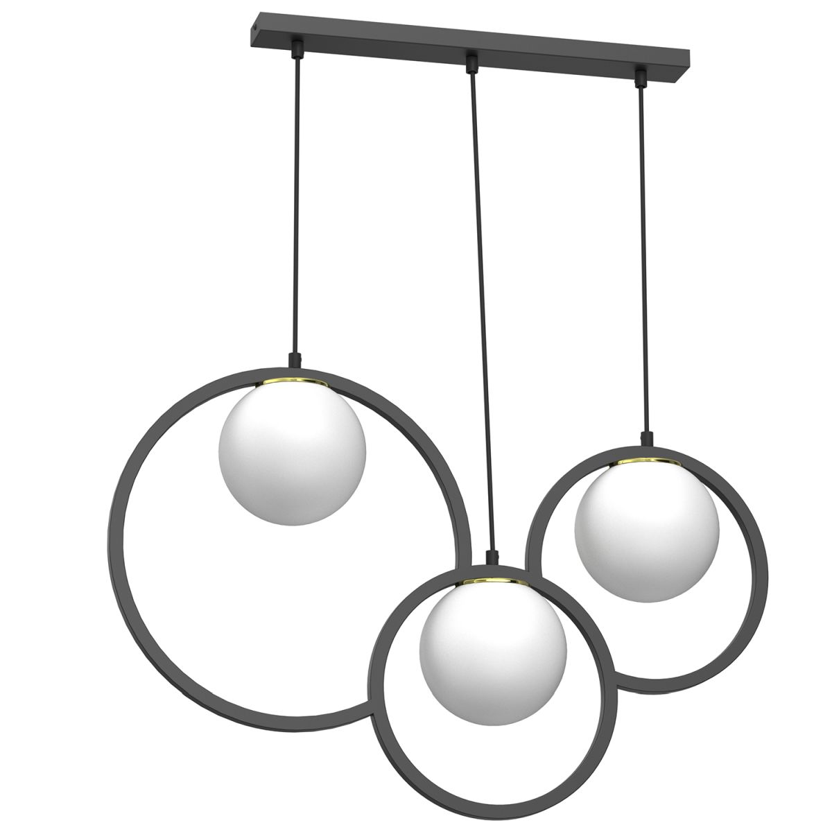 Czarna lampa z białymi kloszami, nad stół LX 4295 z serii EXPO