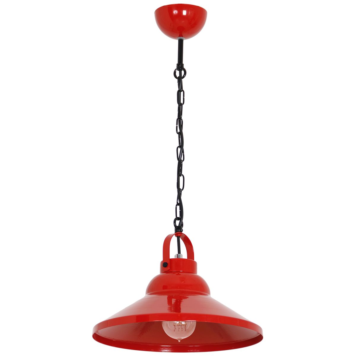Efektowna, czerwona lampa wisząca LX 6180 z serii IRON