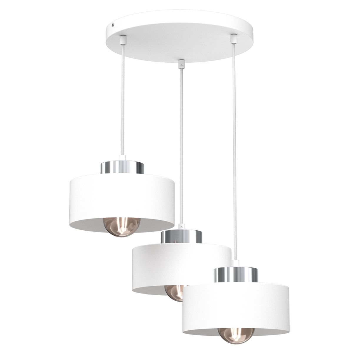 Potrójna, biało-srebrna lampa wisząca LX 9845 z serii MARTI