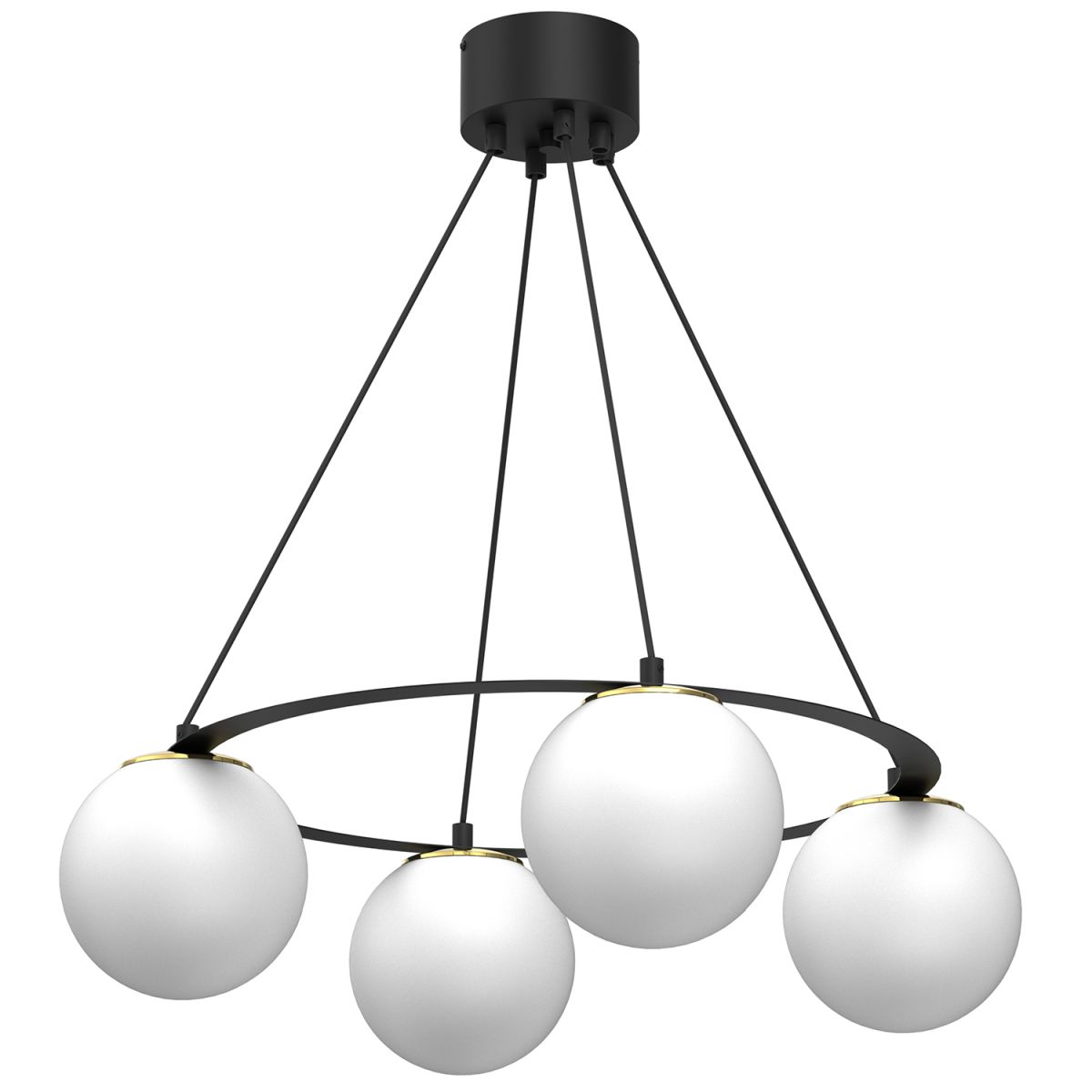 Czarno-złota lampa wisząca z okrągłymi kloszami LX 5673 z serii BALLO