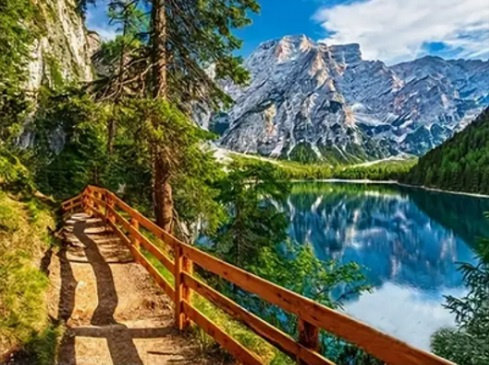 Diamentowa Mozaika Krajobraz Szlak Wzdłuż Górskiego Jeziora 30x40