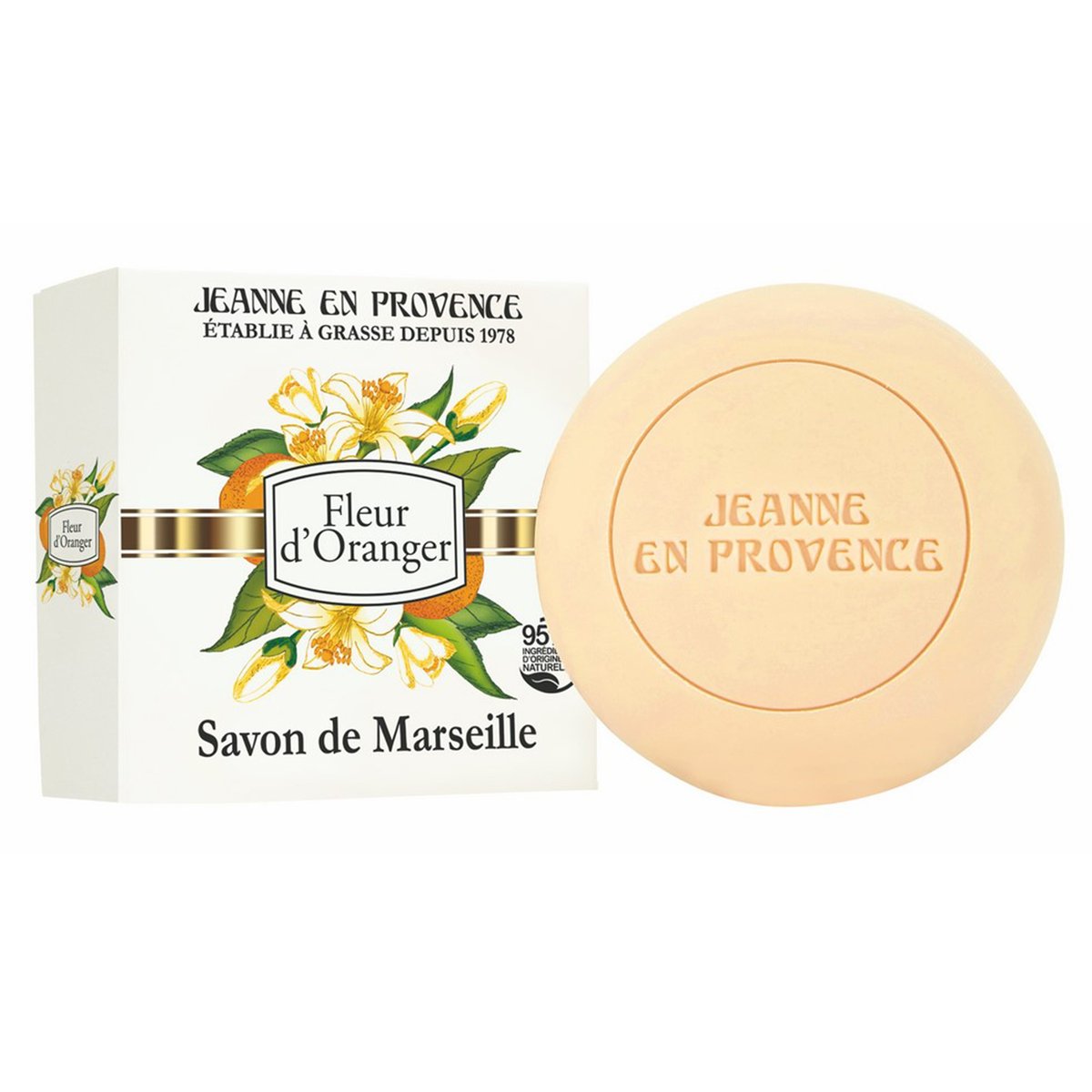Jeanne en Provence Mydło w kostce, kwiat pomarańczy 100gr