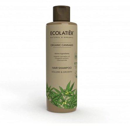 Ecolatier, Szampon do włosów objętość i wzrost, Organiczne konopie indyjskie, 250ml