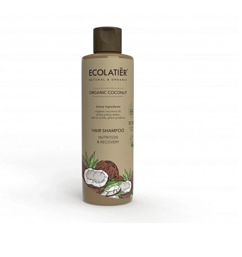 Ecolatier, Szampon do włosów odżywienie i regeneracja, Organiczny kokos, 250ml