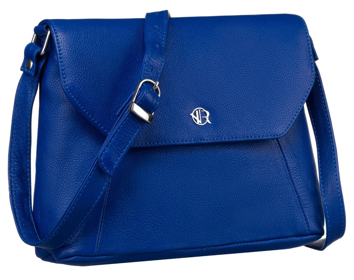 Skórzana torebka damska Rovicky miejska listonoszka crossbody z kieszeniami, niebieski