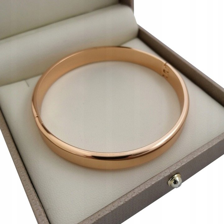 DAMSKA BRANSOLETKA SZTYWNA 21CM8MM KLASYCZNA 18K STAL CHIRURGICZNA DLA NIEJ