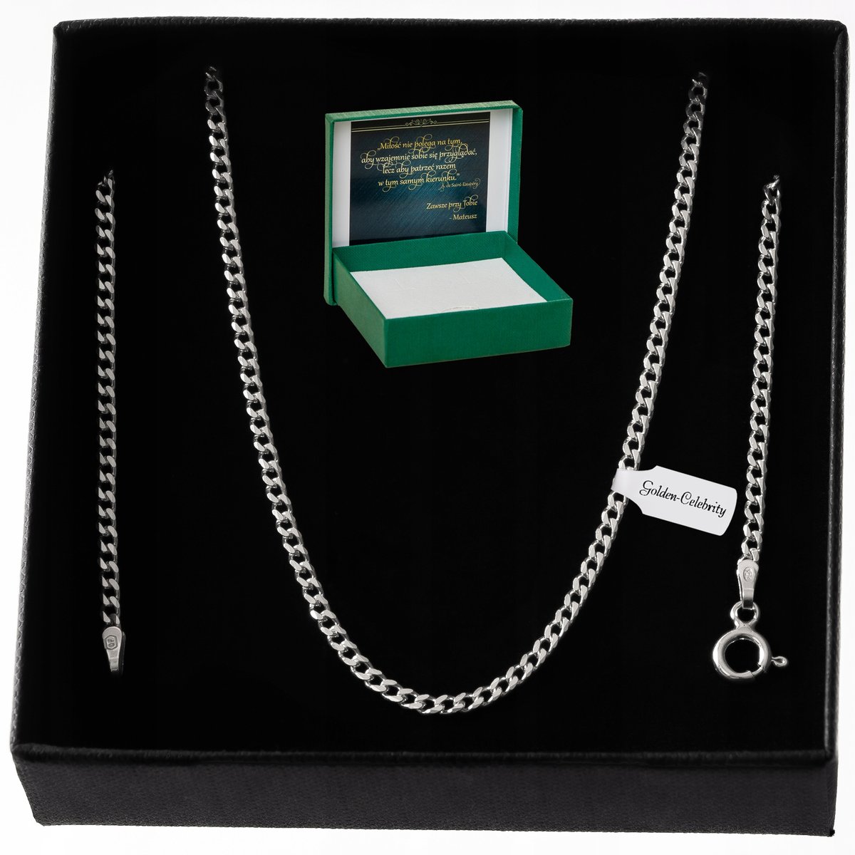 NASZYJNIK SREBRNY DAMSKI PANCERKA 40 CM 2 MM 925 PREZENT, GRAWER, DEDYKACJA