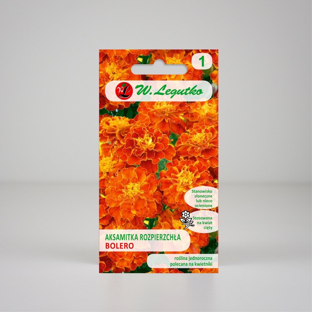 Aksamitka rozpierzchła Bolero Pomarańczowa 1g - Nasiona - W. Legutko