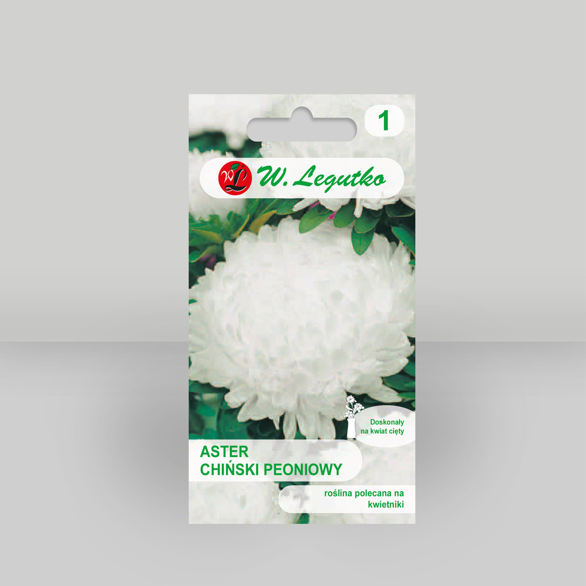 Aster chiński peoniowy Biały 1g - Nasiona - W. Legutko