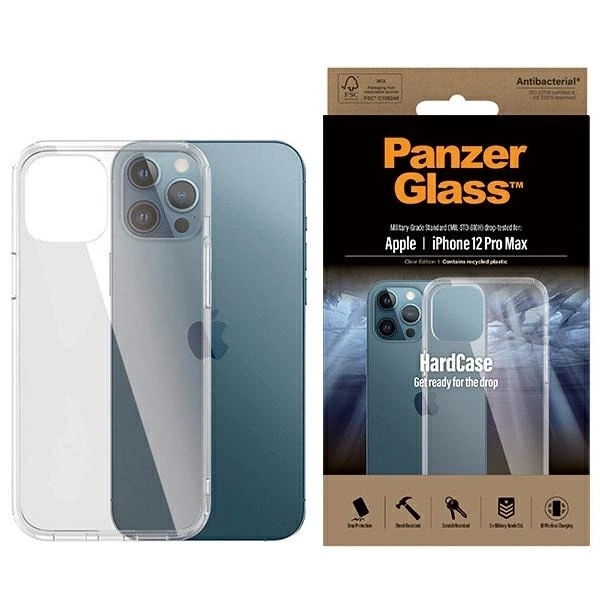 Etui PanzerGlass ClearCase antybakteryjne z certyfikatem Military Grade na iPhone 12 Pro Max - przezroczyste