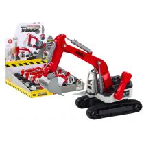 Koparka gąsienicowa biało-czerwona metalowa Leantoys