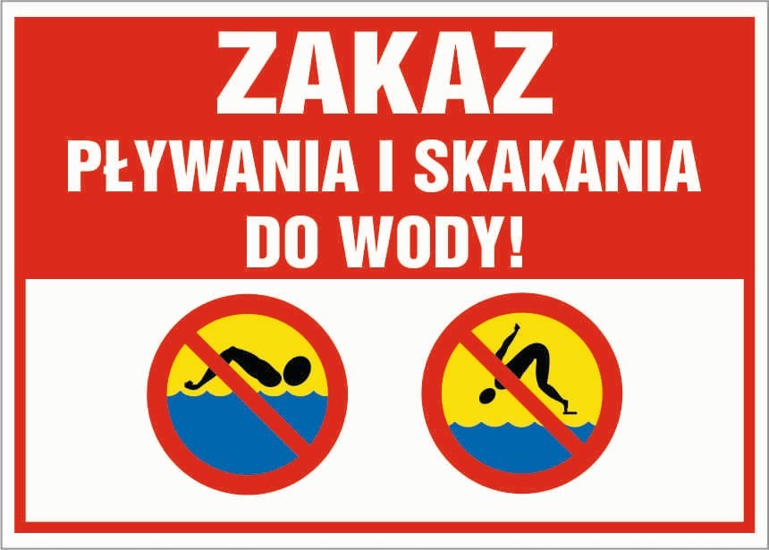 Tabliczka ZAKAZ PŁYWANIA I SKAKANIA DO WODY 30x42cm PCV 3mm