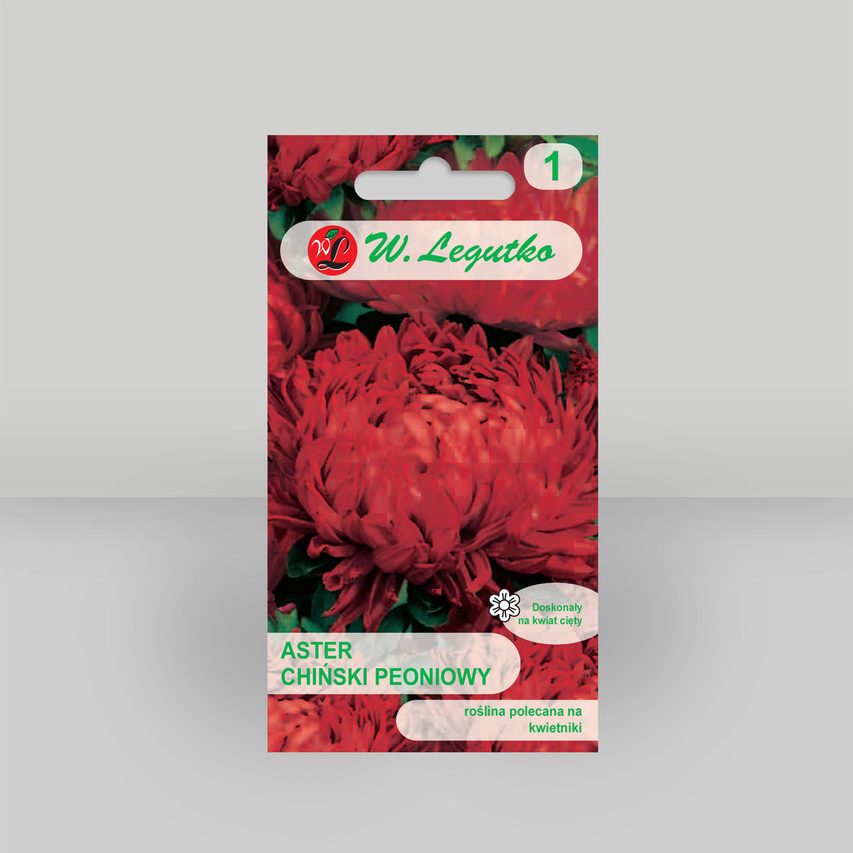 Aster chiński peoniowy Czerwony 1g - Nasiona - W. Legutko