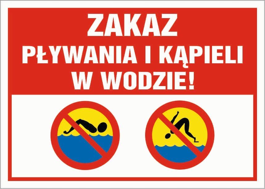 Tabliczka ZAKAZ PŁYWANIA I KĄPIELI W WODZIE 70x100cm PCV 5mm