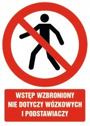 Tabliczka Wstęp wzbroniony nie dotyczy wózkowych i podstawiaczy 30x42 PCV3
