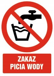 Tabliczka Zakaz picia wody 10x15cm PCV1